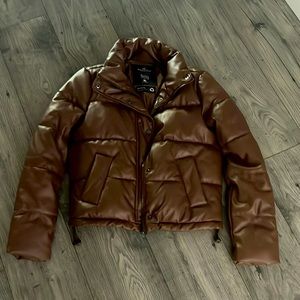 Hollister dark brown puffer jacket